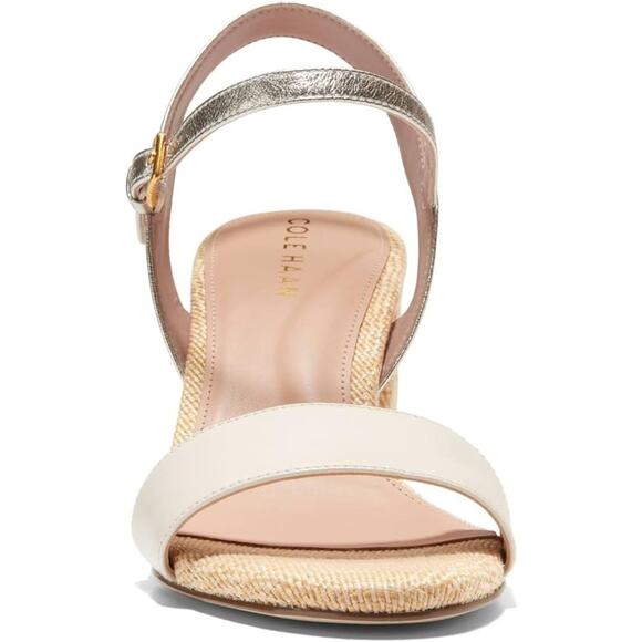 NWT Cole Haan Women's Josie Block Heeled Sandal, Ivory/Soft Gold-Size 11 - Picture 4 of 6